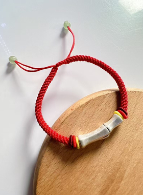 庆祥纯银足银999纯银竹节手链女款2025新款高级感夏季吊坠锁骨链