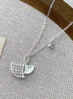 黄金色足银999纯银项链女款小众设计感锁骨链送女友闺蜜生日礼物