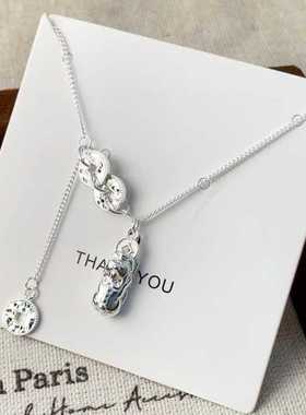 足银999纯银碎冰冰貔貅金钱套链胖东同款套装项链女款送女友老婆