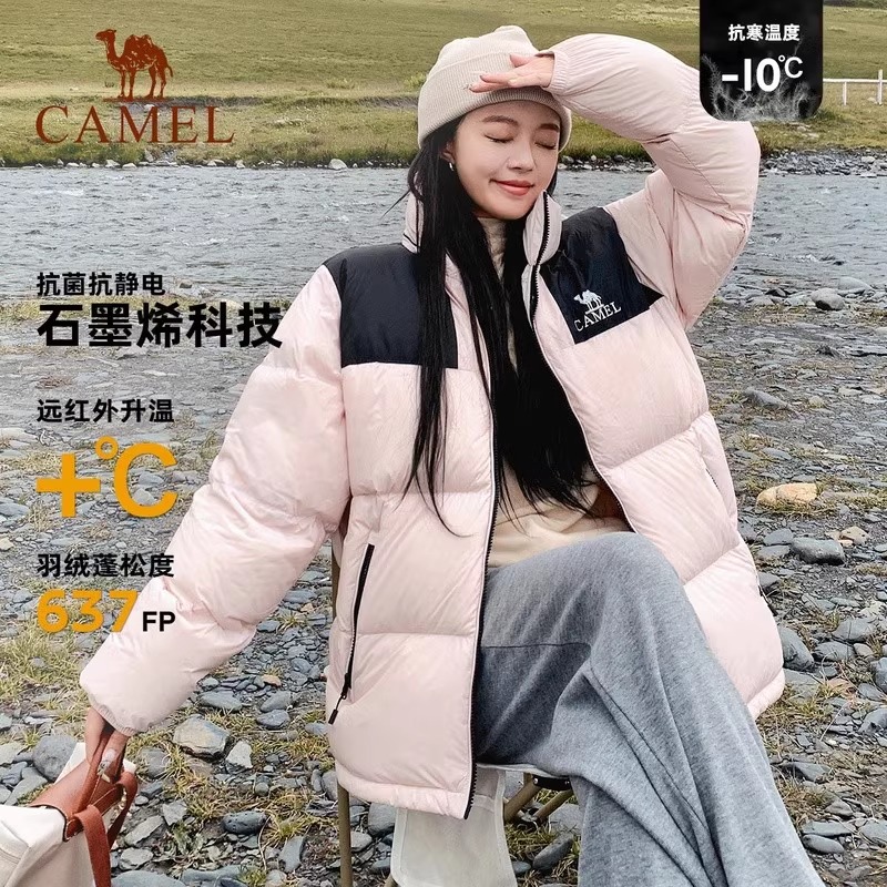 骆驼拒水羽绒服女短款2025冬季新款情侣款男女加厚宽松连帽面包服