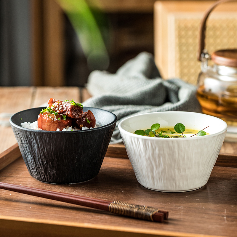 家用陶瓷碗吃饭碗米饭碗小号汤碗纯白色高档餐具碗盘家庭组合碗具