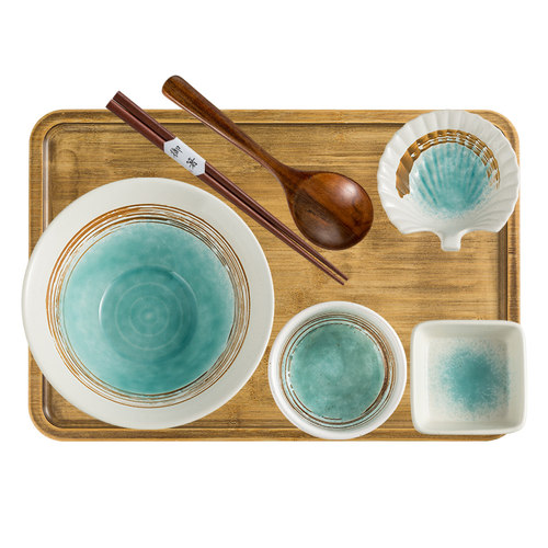 一人食餐具日式碗碟筷托盘单人创意商用饭店陶瓷碗拉面碗一整套-图3