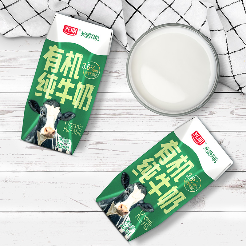 光明有机纯牛奶200ml*24盒3.6g原生乳蛋白单箱两箱装