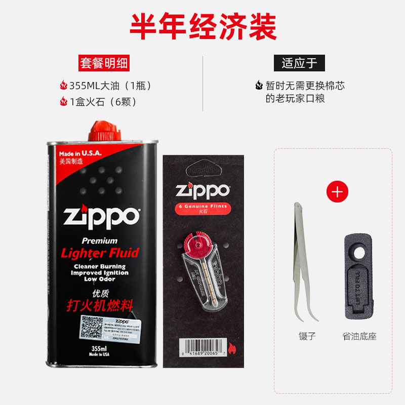 zippo打火机配件原装芝宝正品火石打火机油煤油棉芯棉线专柜正版 - 图0