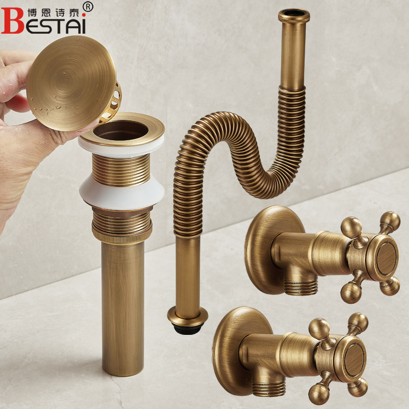 全铜仿古下水器洗手盆洗脸盆下水器套装弹跳式台盆面盆下水器配件,淘宝优惠券,粉丝福利购,淘宝优惠卷