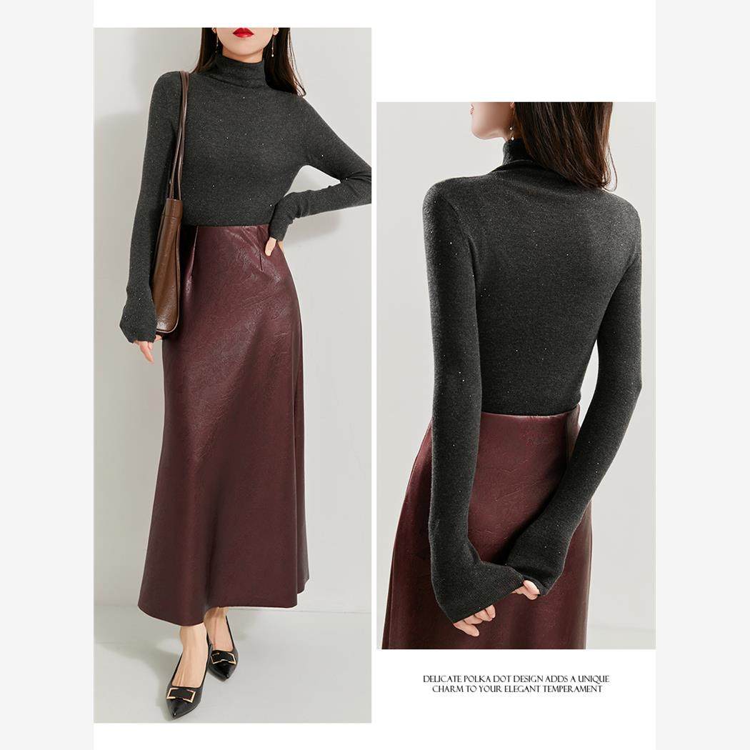 黑色高领针织衫亮丝+亮片打底内搭修身显瘦弹力羊毛毛衣秋冬简约,淘宝优惠券,粉丝福利购,淘宝优惠卷