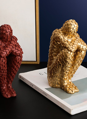 轻奢风简约人物样板房电视柜摆件