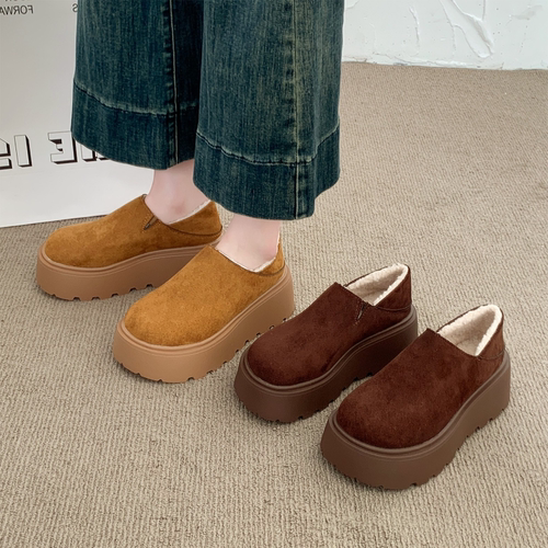 厚底全包勃肯鞋女2025新款冬季新款懒人一脚蹬博肯单鞋保暖棉鞋子 - 图3