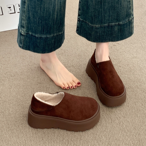 厚底全包勃肯鞋女2025新款冬季新款懒人一脚蹬博肯单鞋保暖棉鞋子 - 图0