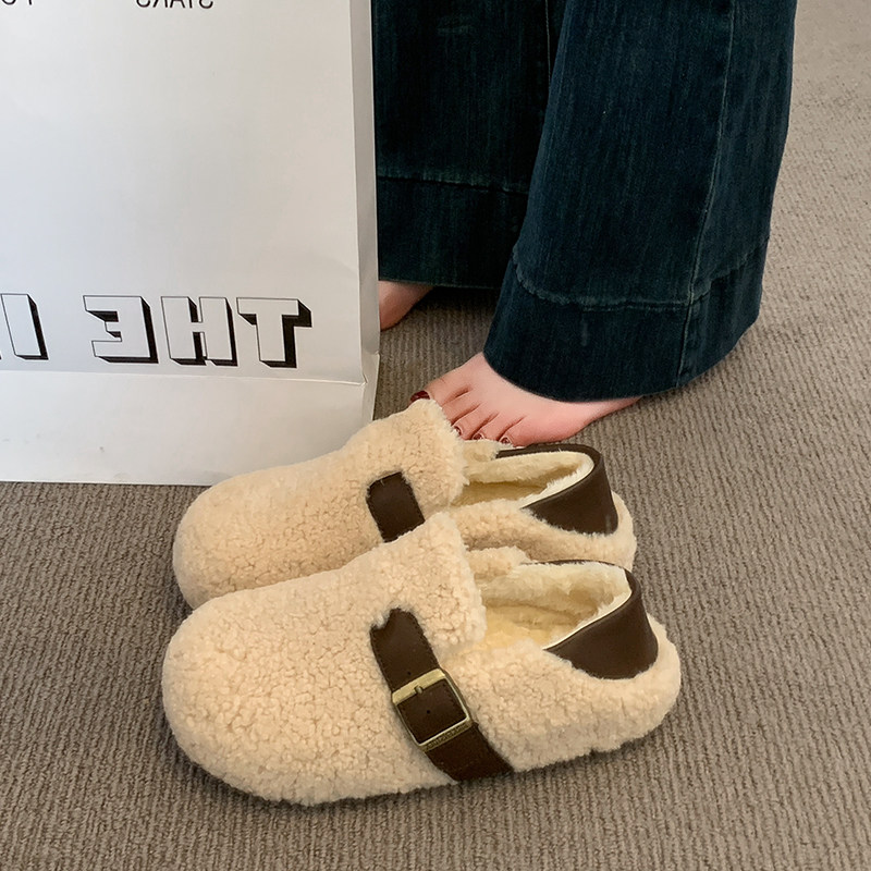 厚底勃肯鞋女2025新款秋冬季加绒保暖棉鞋一脚蹬懒人毛毛鞋豆豆鞋,淘宝优惠券,粉丝福利购,淘宝优惠卷