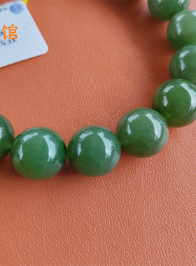碧玉圆珠12mm手串豆绿和田碧玉无黑点颜色均匀女款手链