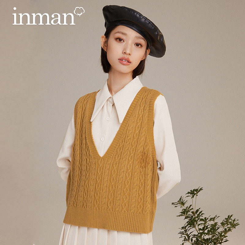 茵曼早秋背心薄款宽松2021新款毛衣 茵曼筱茵马夹