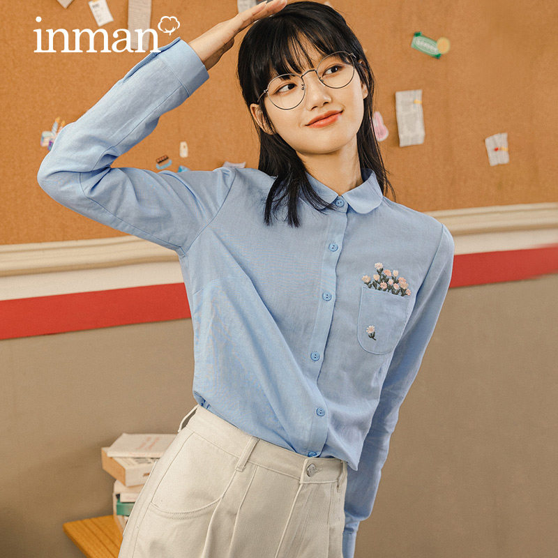 茵曼亚麻2020秋装新款设计感衬衫 茵曼筱茵衬衫