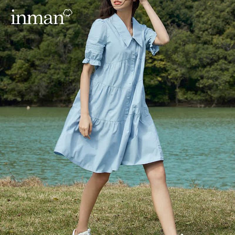 茵曼旗舰店法式切尔西领2023连衣裙 茵曼筱茵连衣裙