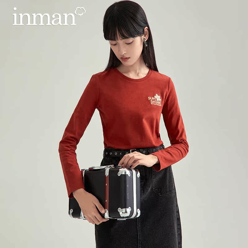 茵曼旗舰店长袖t恤2021秋装新款 茵曼筱茵T恤