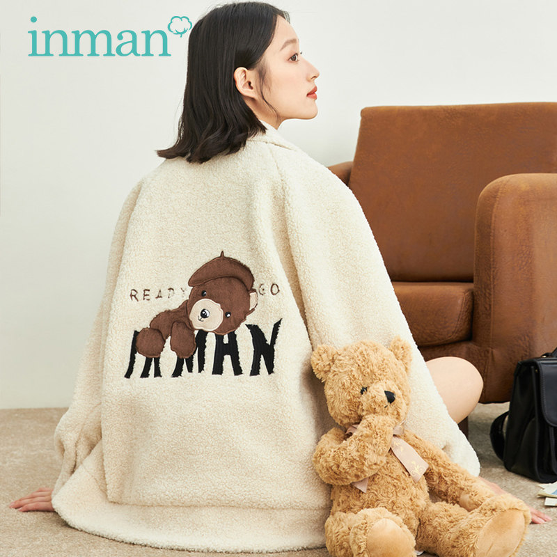 茵曼短款羊羔绒2022春季新款夹克 茵曼筱茵短外套