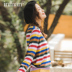 Inman flagship store áo len cổ tròn sọc đáy của phụ nữ 2019 mùa thu đông 2018 phiên bản mới của áo len mỏng - Vòng cổ áo len các kiểu áo len Vòng cổ áo len