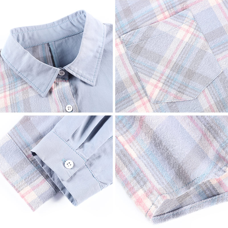 库恩玛维旗舰店库恩玛维设计感小众拼接衬衫女年新款不规则格子衬衣秋季上衣2