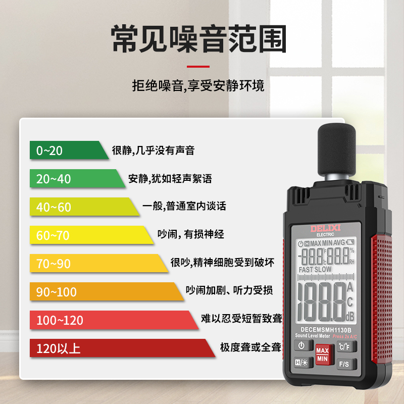 德力西分贝仪检测家用高精度测噪音噪声音量分贝报警试声级计仪器 - 图1