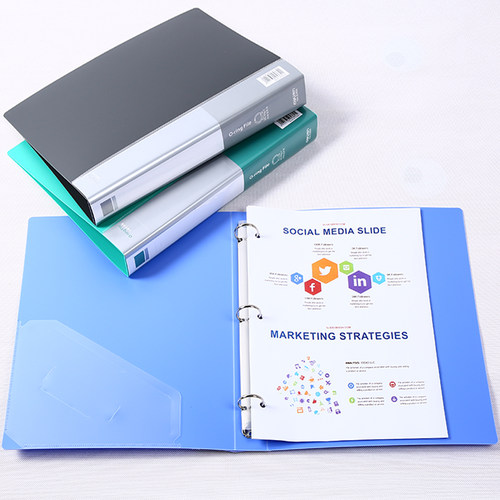 得力打孔文件夹A4三孔活页夹两孔插页袋夹快劳夹双孔资料夹穿孔夹子3孔塑料档案夹纸张打洞收纳本册2孔装订夹 - 图0