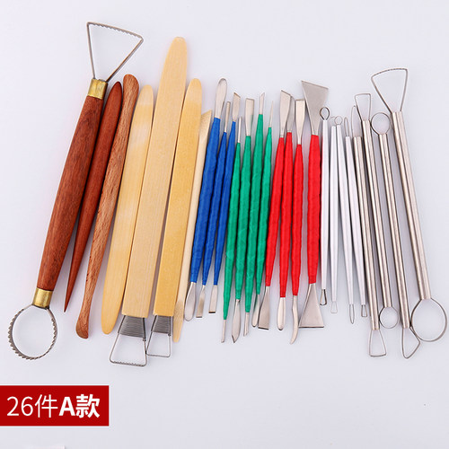 26件油泥工具 泥塑工具 陶艺工具雕塑工具 软陶雕刻刀笔袋套装 - 图2