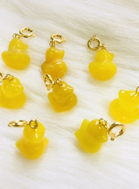黄玉髓小黄鸭小滴溜手挂坠手工配件DIY可爱吊坠耳饰初心珠宝