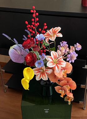 新年氛围百合红色年宵花仿真花