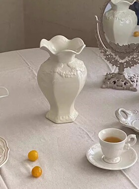 法式复古陶瓷雕花中古花瓶花器