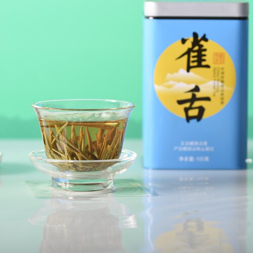 峨眉雪芽 2026新茶高山雀舌绿茶100g 春茶嫩芽蓝罐装自饮 - 图1