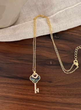 轻奢小众钥匙项链贝壳锁骨链女