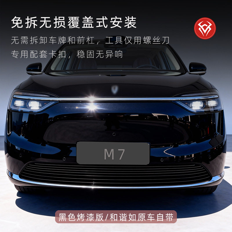 适用于24-26款问界m7防虫网前脸中网外观改装配件装饰条汽车用品,淘宝优惠券,粉丝福利购,淘宝优惠卷