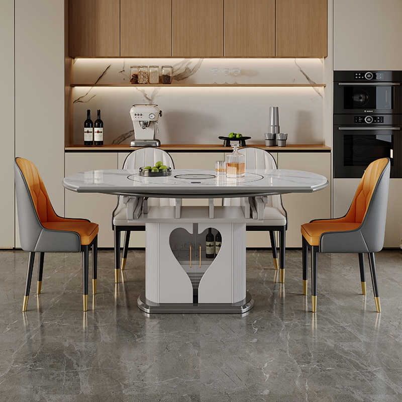 馨佰利岩板餐桌2026新款家用客厅小户型轻奢风可伸缩电磁炉吃饭桌,淘宝优惠券,粉丝福利购,淘宝优惠卷