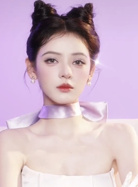 张予曦同款紫色蝴蝶结颈花