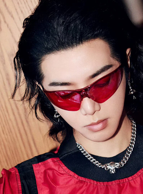 华晨宇同款红色眼镜嘻哈潮流