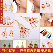 New Indian dance accessories earrings Dancing Bench Performance Earrings Bellbelly Dancer Ear Clip Ear Hook Earrings