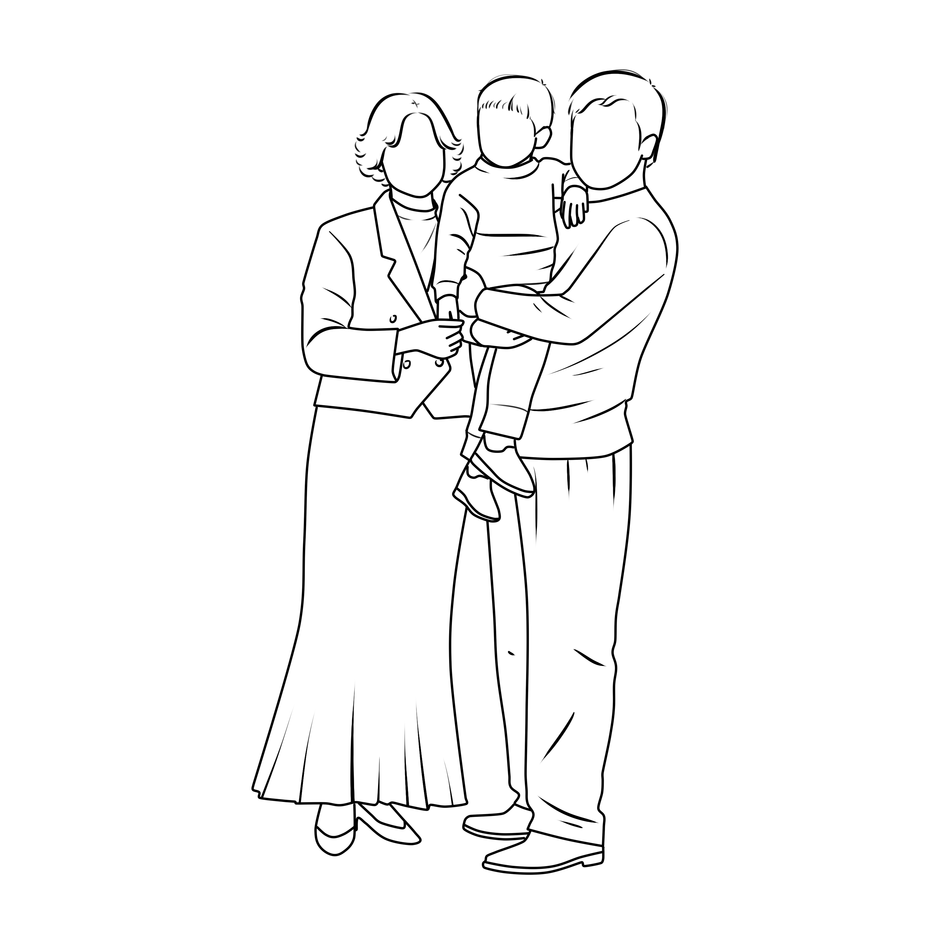 手绘无脸情侣头像定制简笔画黑白线条绘画手稿纹身图制作稿似颜绘 - 图3