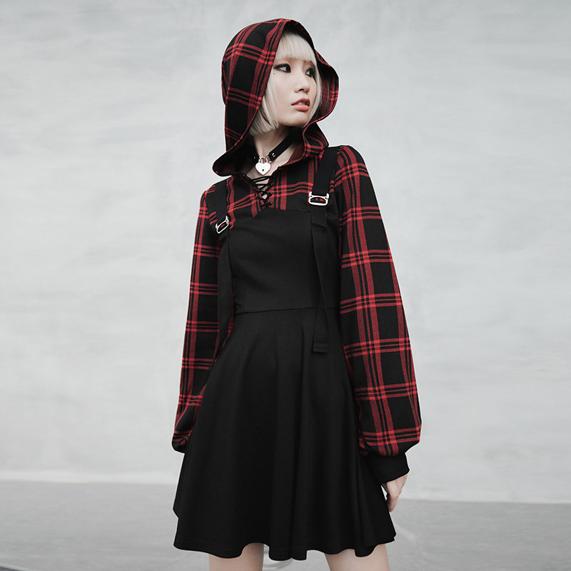 假两件拼接炸街ins可盐可甜连衣裙 punkrave连衣裙