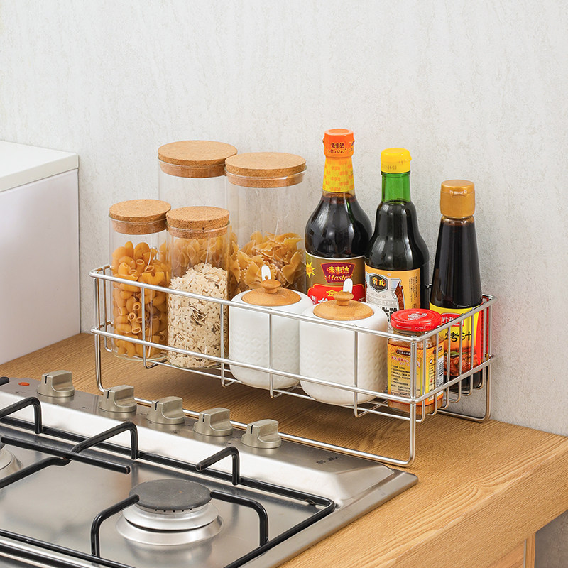 厨房调料置物架单层窄款 304不锈钢放酱油瓶调味料收纳架子台面,淘宝优惠券,粉丝福利购,淘宝优惠卷