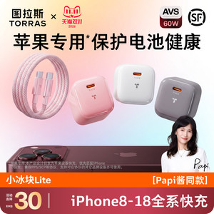 【苹果专用】图拉斯小冰块Lite60W适用苹果充电器iPhone18ProMax充电头Duo充电线17手机AVS快充40数据15线16