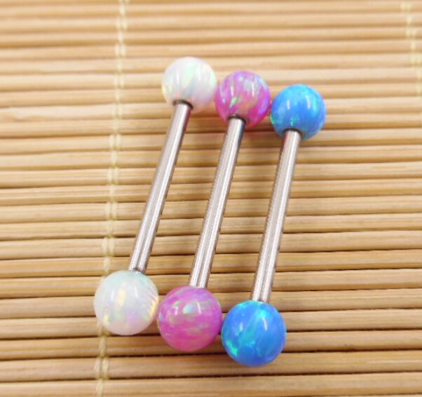 316L医用钢钛钢欧泊石防过敏舌钉舌环Tongue Ring_虎窝淘