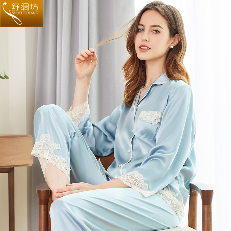 舒绸坊重磅真丝女士夏桑蚕丝绸睡衣 舒绸坊睡衣/家居服套装