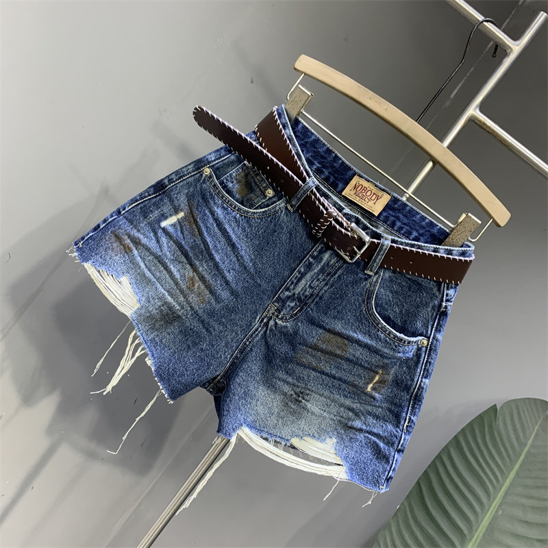 韩系复古破洞毛边设计感牛仔短裤女2025早秋新款百搭洋气气质短裤,淘宝优惠券,粉丝福利购,淘宝优惠卷