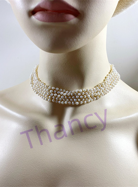 1928打标天然珍珠多层项链