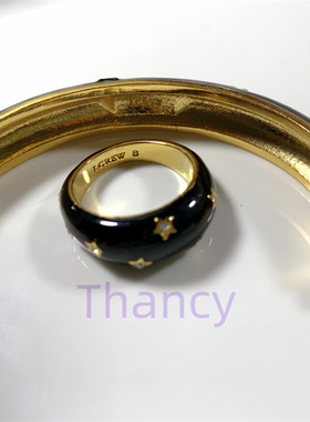 JCR通勤百搭黑金星星手镯戒指