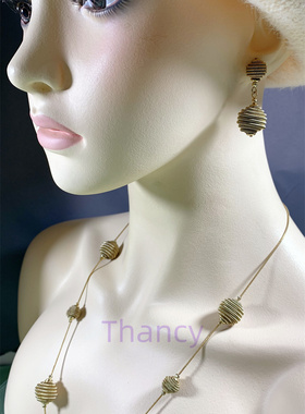 MONET铜金丝球造型耳环项链套装