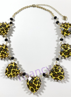 BJ打标豹纹爱心耳环项链套装