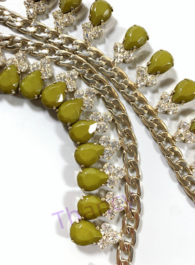 BB打标绿色水滴满钻百搭优雅项链