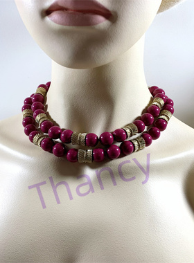 TALB0TS打标紫色亚克力珠项链