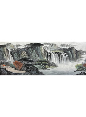 240X70厘米国画批发纯手绘八尺对开山水画聚宝盆MD6041701-12
