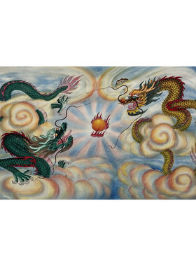 墨香村精品客厅装饰国画纯手绘动物四尺龙祥龙戏珠MW5010130-42